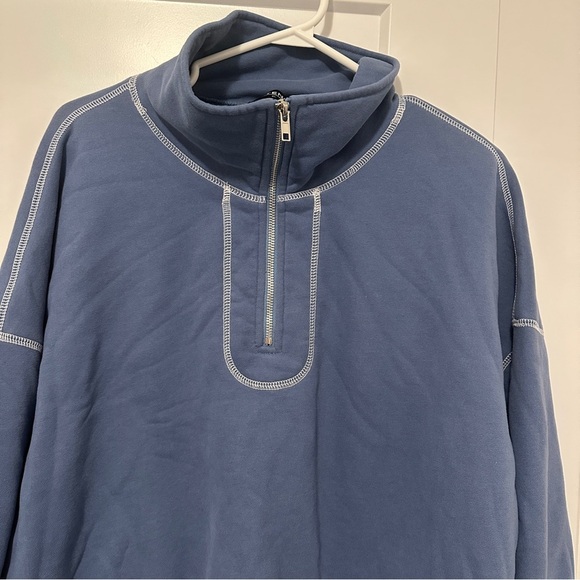 Kittenish Blue White 1/4 Zip Cropped Sweater Size XL Extra Large Women’s - Picture 3 of 11